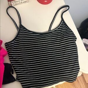 American Eagle Outfitters Black and White Striped Camisole